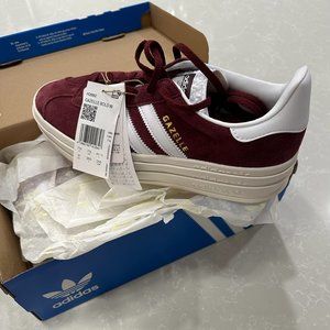 Adidas Gazelle Bold Women Casual Lifestyle Platform Shoes Sz 9 Shadow Red